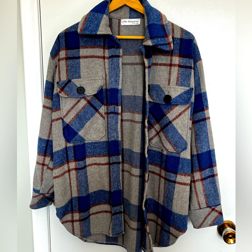 Blue and Gray Plaid shacket